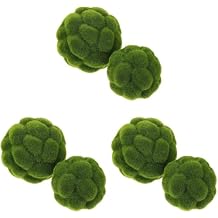 Cabilock 6pcs Green Moss Balls Decorative for Centerpiece Bowls Simulated Moss Balls Topiary Artificial Plant Ornament for Garden Wedding Party Decoration3.9in/4.7in