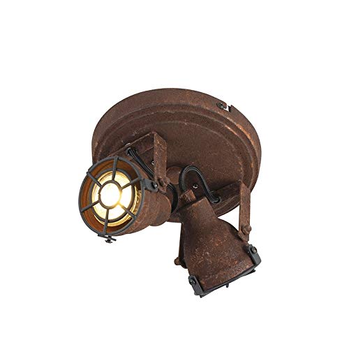 QAZQA Industrie/Industrial Robuster Spot/Spotlight/Deckenspot/Deckenstrahler/Strahler/Lampe/Leuchte rost 2-flammig-flammig - Sorra/Innenbeleuchtung/Wohnzimmerlampe/Schlafzimmer/K