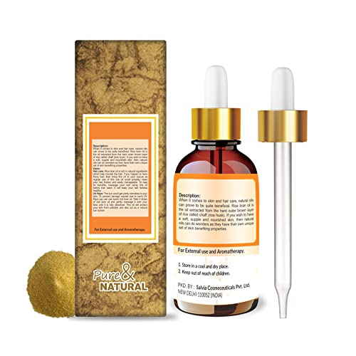 Image of Crysalis Rice Bran (Oryza Sativa L.) Oil |100% Pure & Natural Undiluted Carrier Oil Organic Standard | For Face, Skin, Hair Moisturizer, Soap Making | Aromatherapy Oil | 50ML With Dropper