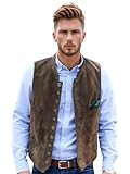 JYDress Men's Suede Leather Vest Casual Western Cowboy Jacket Wedding Waistcoat Brown