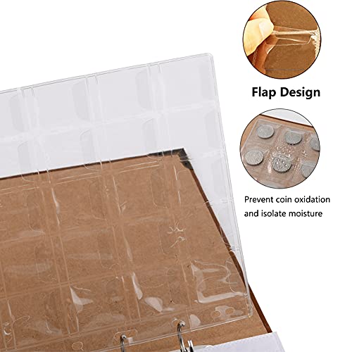 Currency Coin Album (150 Pockets Coin & 240 Pockets Banknote), Paper Money Collection Large Storage Book Supplies Holder Binder - Thumbnail 5