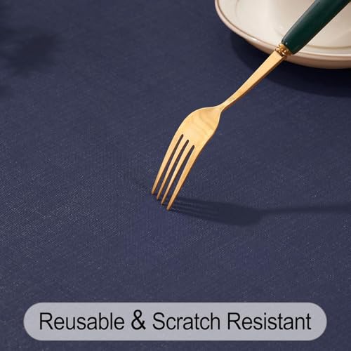 Wondwrla Rectangle Tablecloth, Vinyl Tablecloths with Flannel Backing, Waterproof Wipeable Oil-Proof, Plastic Table Cloth for Dining, Picnic, Camping, Indoor and Outdoor (Dark Blue, 52" x 70") by Wonderla - Image 5