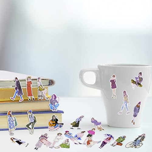 RUIJINSM People Stickers Fashion Lovely Girls Stickers Cartoon Girls Stickers Set Scrapbook Decal Journal Dairy Planner Laptops Phone Case Water Bottle Paper Sticker(Colorful)