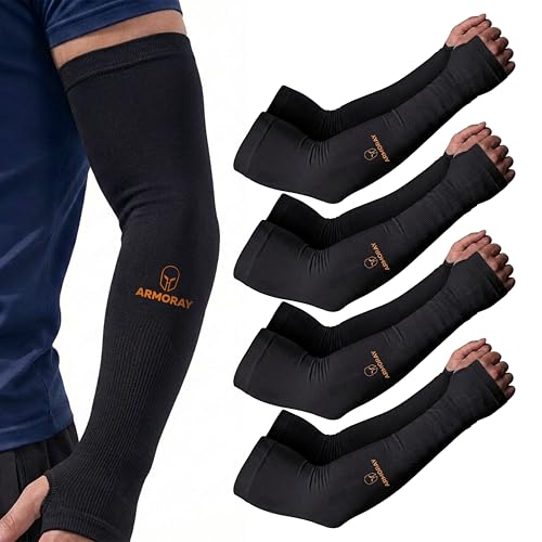 Image of ARMORAY Arm Sleeves for Men and Women - UV Sun Protection Cooling Compression - Tattoo Cover Up Sleeve for Daily Wear & Work