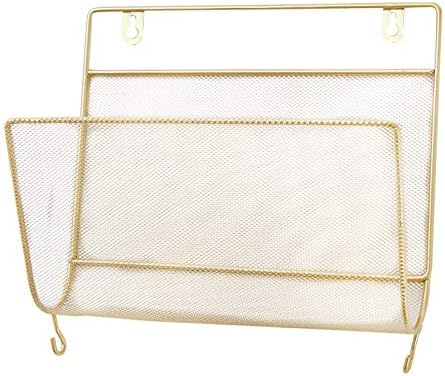 HBJWOV Nordic Wrought Iron Net Magazine Storage Rack Books Shelf Home Wall Decoration Pendant Newspaper Hanging Holder Organizer(C)