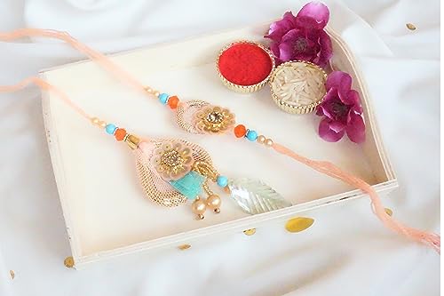 UtsaWe Rakhi Gift Box | Gift Box with Light Pink Couple Rakhi Inside | Rakhi Gift Set | Rakhi Gift Hamper | Perfect Rakhi Gift |Fancy Rakhi4