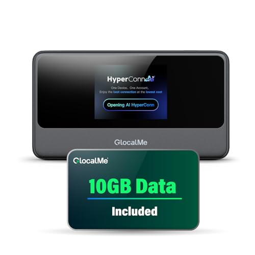 GlocalMe MeowGo G40Pro 4G Mobile Hotspot Device with 10GB US/CA/MX Data 30 Days, Portable WiFi Hotspot for Travel in 200+ Countries, No SIM Card Needed, 10 Connected Devices (MeowGo G40Pro w