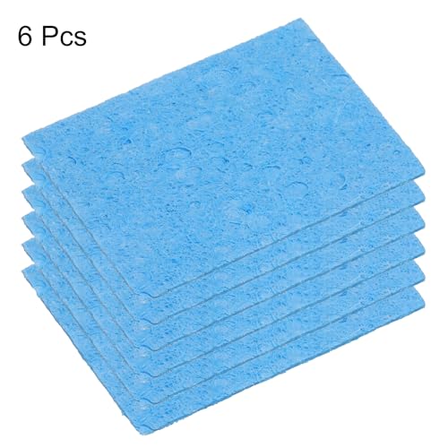 Image of HARFINGTON 6pcs Soldering Iron Cleaning Sponge 1.97 inch x 1.38 inch Replacement Sponge High Temperature for Cleaning Welding Soldering Iron Tip, Blue