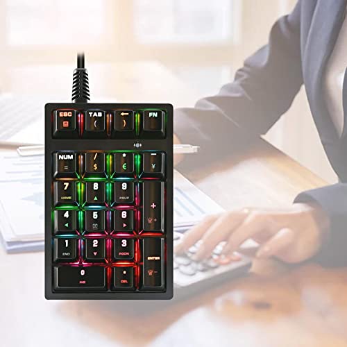 Kokiya Portable K21 Mini Mechanical Numeric Keypad 21 Keys Rgb Backlight Usb For Gaming Laptop Notebook Cashier Desk #TOP1