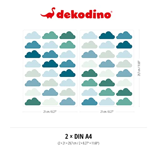 Dekodino® Adesivo murale nuvola petrolio verde set...