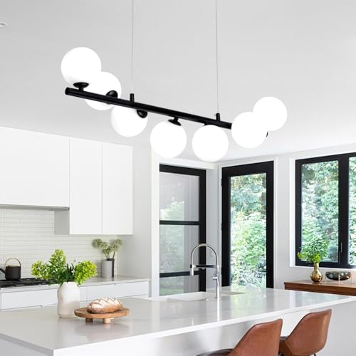 DELIPUSHI Lustres modernos para sala de jantar, lustre linear de 7 luzes para sala de jantar, lustre