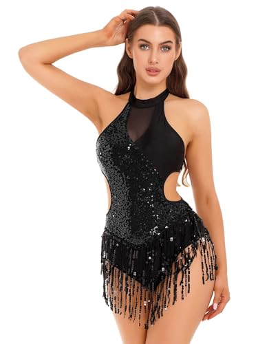 Robe danse latine cha-cha pour gala et soirées à thème avec franges
