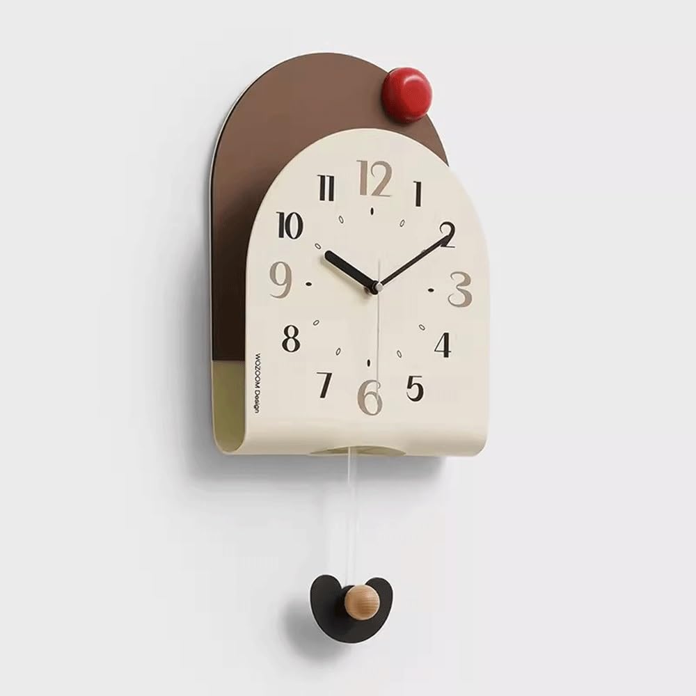 Reloj Cocina Reloj oscilante de Pared Minimalista pequeño for Sala Estar(Bruin)
