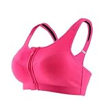  Bra Sujetador Tapa Ropa Interior De Yoga Cremallera Frontal Deportes De Gimnasia Llantas De Compresión De Mujer - Rosa, L