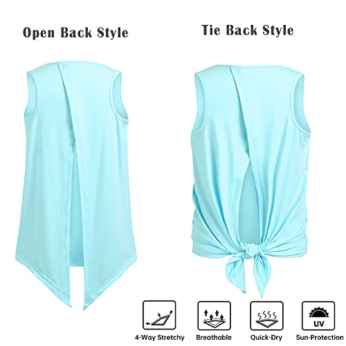 Image of Zaclotre Girls Athletic Tank Tops Open Tie Back Sleeveless Workout Shirts