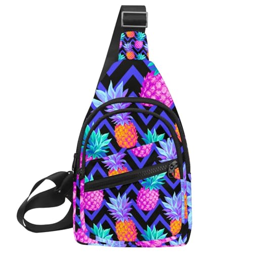 Bolsa de pecho para hombre con cremallera y correa ajustable, riñonera cruzada multicolor