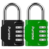 Puroma 2 Pack Combination Lock for Locker 4 Digit Outdoor Waterproof Padlock for School, Gym, Sports, Fence, Toolbox, Gate, Case, Outdoor, Hasp Storage(Green & Black)