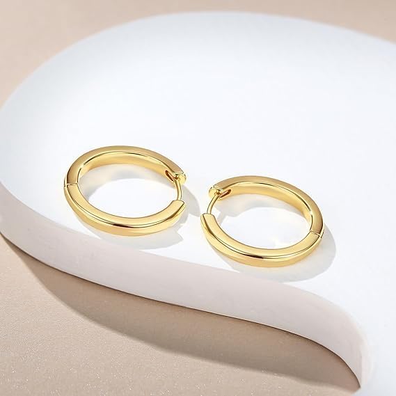 Gold Earrings for Women 14K Gold Hoop Earrings for Women Chunky Classic Huggie Earring Everyday