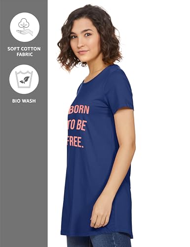 Image of Amazon Brand - Symbol Women's Cotton Stretch Half Sleeve Round Neck Regular Fit T-Shirt (Tunic Length)