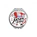 Japan Red Black Map Girl Lucky Cat Hand Compact Mirror Round Portable Pocket Glass