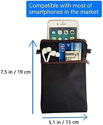 Image of Taianda Dual Zipper Women Cell Phone Crossbody Pouch Bag (Wine Red)