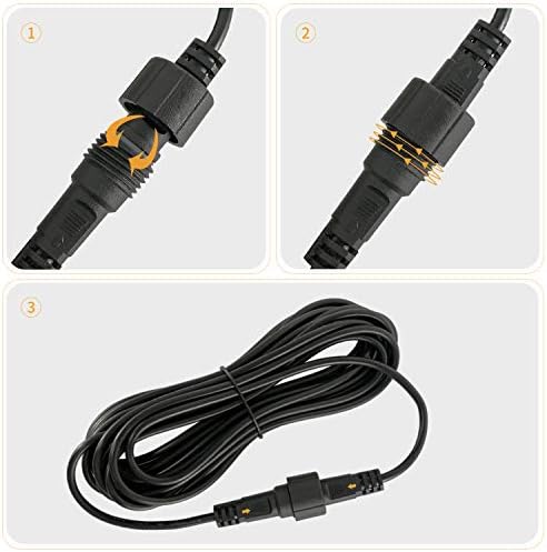 DULEE 2 Pack 5M / 16.4 Feet Extension Cable 2 Pin 16AWG IP65 Waterproof LED String Lights Extension Lead Cord for Garden Globe Lights Path Lighting LED Landscape Spotlights