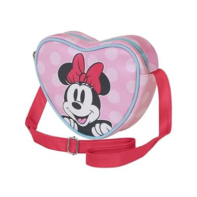 Disney Minnie Mouse Ribbon-Borsa a Tracolla Cuore Casual, Rosa, 21 x 15,5 cm