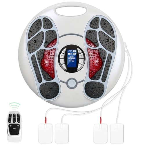 Foot Circulation Machine Foot Massager EMS Unit with 4 Pads Foot Massage for Pain Relieve Aching of Heavy Feeling Foot and Leg Pains Improves Circulation Choice for Office, Family or Friends