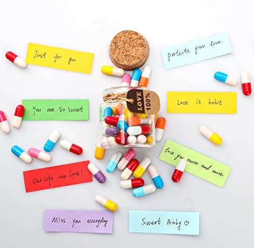 A m y c u t e Valentines Day Gifts for Her Him Girlfriend Boyfriend, Capsule Letters in a Bottle Happy Pills Couple Love Gifts Wedding Birthday Mothers Day Gifts