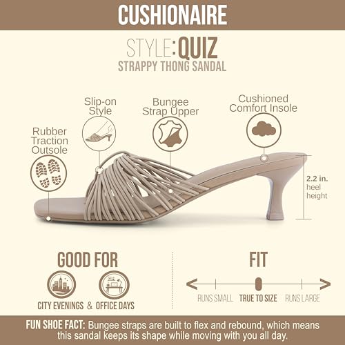 CUSHIONAIRE Quiz Kitten Heels for Women, Strappy Heeled Sandals with Cushioned Footbed, Slip On Open Toe Sandal, TAUPE 10 by CUSHIONAIRE - Used condition - Image 4