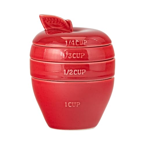 Vaso medidor cerámico en forma de rebanada de manzana miniatura 1
