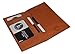 Leatherboss Genuine Leather Slim Checkbook Cover with Pen Holder for men women, Tan