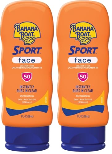 Image of Banana Boat Sport Sunscreen for Face,SPF 50,3Fl Oz,Banana Boat Sunscreen SPF 50,Travel Size,Sunblock,Mini-Sunscreen for Dry Skin Face,3Fl Oz,(Pack of 2)