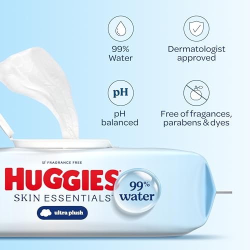 Image of Huggies Skin Essentials Baby Wipes, Hypoallergenic, 99% Water, 15 Flip Top Packs (840 Wipes Total)
