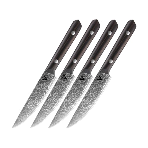 ARTIDGE 4-Piece Paring Knife Set – 67-Layer Damascus Steel Fruit Knives Forged Blades Peeling Knife, Natural Solid Wood Handle Utility Knives, Ultra-Sharp & Rust-Resistant, Perfect for Fine Dining
