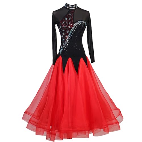 Tenue de compétition de danse de foxtrot ornée de strass et stretch