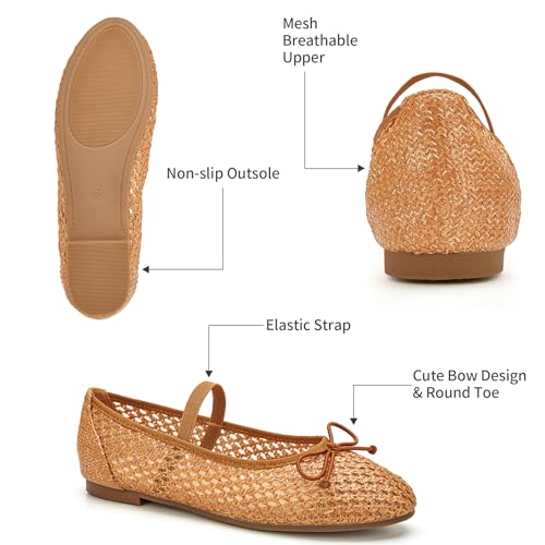 Image of Trary Flats for Women Closed Round Toe Ballet Flats Mary Jane Shoes Women with Elastic Strap Cute Bowknot Comfortable Dress Shoes for All-Year Daily Work Casual Wear