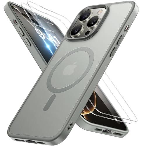 Image of Miracase Magnetic Series for iPhone 16 Pro Max Case [Compatible with MagSafe] [with 2X Screen Protectors] Military-Grade Protection, Anti-Fingerprint, Slim Phone Case for 16 Pro Max 6.9 inch - Gray
