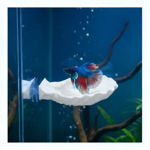 ELIRAR Betta Fish Hammock Shell Pad with Strong Suction Cup Natural Resting Bed for Bettas Soft Fin-Safe Silicone Betta Fish Tank Decor and Accessories (White)