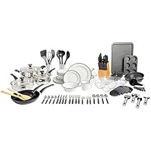 Gibson Home 95 Piece Kitchen in a Box Pots and Pans Cookware, Plates and Bowls Dinnerware, Cutlery Knife Block, Flatware Utensils, Tools & Gadgets, Storage, Glasses Set
