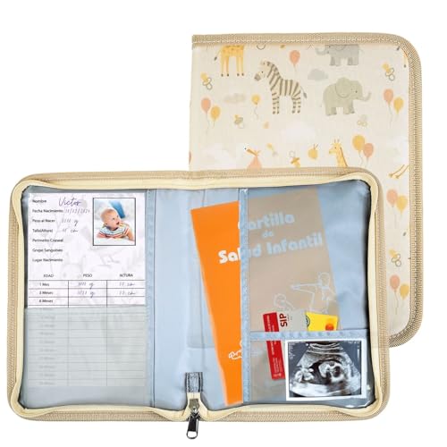 MARX24 - Porta-documentos bebé com mini agenda para o seguimento diário e prático do bebé, fecho de correr para uma maior proteção, ideal como presente Baby Showers