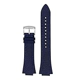 chenming Correa de muñeca convexa fina y transpirable for hombre, 26x14mm, compatible for CASIO Fit For G-SHOCK GST-B400, correa nailon piel vaca, accesorios reloj(Blue steel pin)