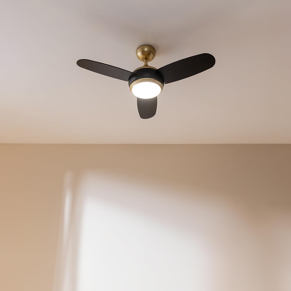 Cecotec - Wentylator sufitowy EnergySilence Aero 4265 GoldBlack z oświetleniem - 65 W, średnica 42" z oświetleniem LED 18 W, pilot zdalnego sterowania, programator czasowy, 3 prędkości, 3 łopatki