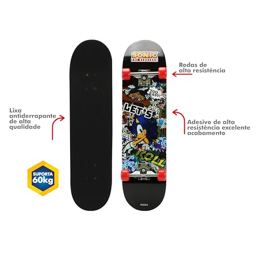 Skate Infantil Juvenil do Sonic Radical Completo Montado 60 kg