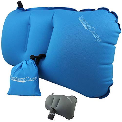 Ultralight Inflatable Backpacking/Camping Pillows - Compressible, Comfortable, Compact for Traveling, Lumbar Back Support, Hiking, Airplanes - Restful Sleep for Camp - Instant Camp Air Cloud (Blue)