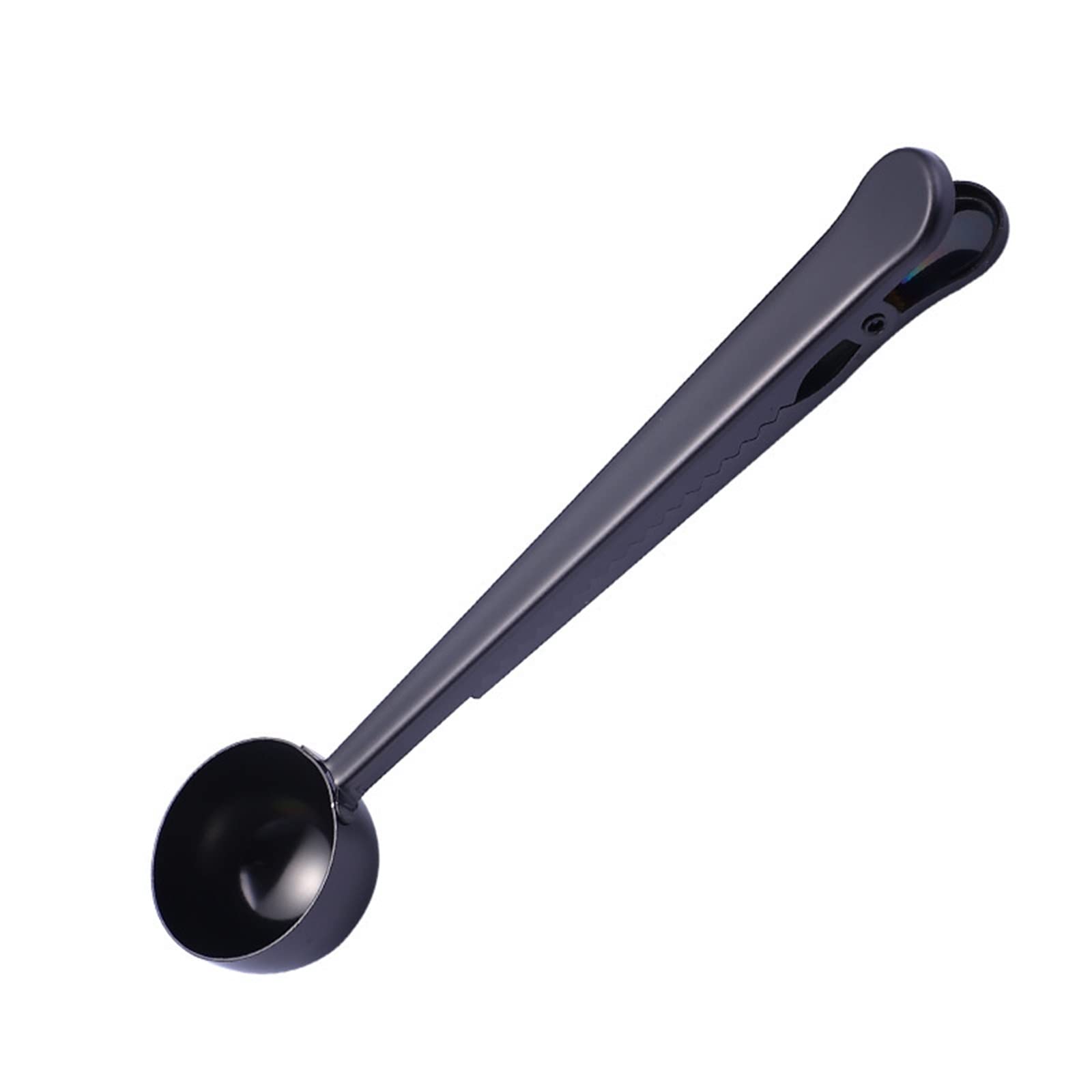 Cuchara de café 2 en 1 con Mango Largo y Clip para condimentos en Polvo de Cocina, cucharas medidoras de Buen Sellado, Utensilios de café (Dorado) (Negro)
