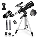 Telescope for Kids & Adults, 70mm Aperture 300mm Telescopes for Astronomy Beginners, 15X-150X Magnification Portable Refractor Telescope with Adjustable Tripod, Phone Adapter