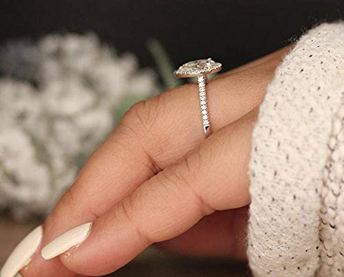 Blocaci 2 Carat Center Pear Shaped Engagement Rings for Women Moissanite Wedding Anniversary Rings 925 Sterling Silver 10K 14K 18K Gold with Text Engraving3