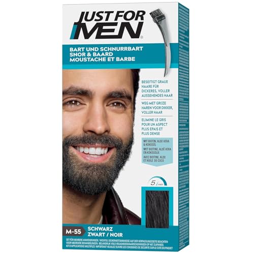Just for men Schnurrbart und Bart Schwarz Farbstoff, eliminiert Grau für ein dickeres und volleres Aussehen – M55