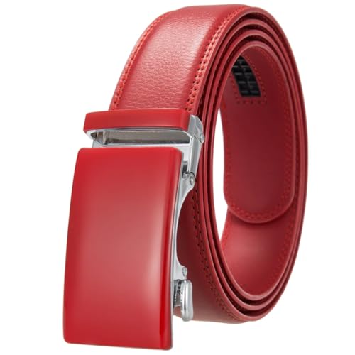 Men's 3.5Cm Casual Business Automatic Buckle Belt Black Red Brown Leather Belt